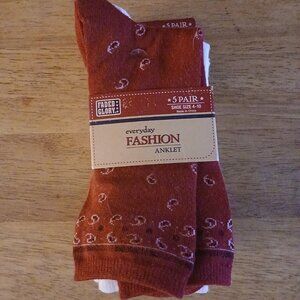 5 Pairs Faded Glory acrylic blend ankle socks Shoe SZ4-10 woman's NEW